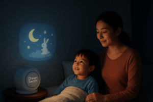 ドリームスイッチを見る親子